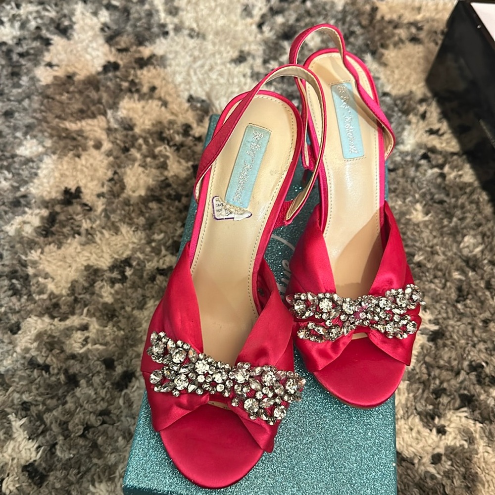 Hot pink beautiful party heels with rhinestone